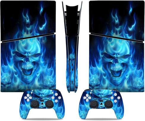 Full Body Vinyl Skin Sticker Decal Cover for PS5 Slim Console and Two Controllers(Digital Edition, Blue Devil) in Saudi Arabia
