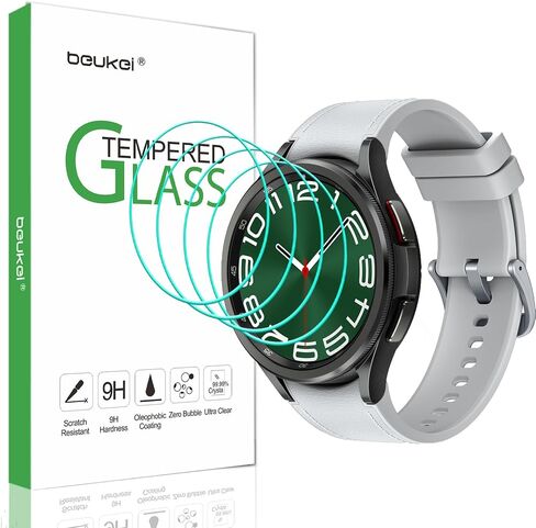 beukei (4 عبوات) متوافق مع Samsung Galaxy Watch 6 Classic (47 مم) واقي شاشة من الزجاج المقسى، حساس للمس، صلابة 9H in Saudi Arabia