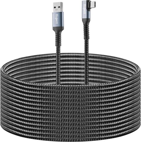 متوافق مع كابل توصيل Oculus Quest 2 بطول 16FT USB 3.0 من النوع A إلى C، سلك شحن طويل مضفر من النايلون من Kuject، سلك شحن تمديد بيانات الطاقة باللون الرمادي، ملحقات ألعاب الواقع الافتراضي لـ Oculus Quest in Kuwait