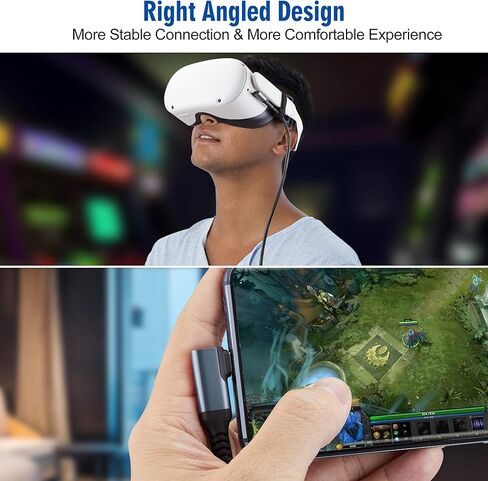 متوافق مع كابل توصيل Oculus Quest 2 بطول 16FT USB 3.0 من النوع A إلى C، سلك شحن طويل مضفر من النايلون من Kuject، سلك شحن تمديد بيانات الطاقة باللون الرمادي، ملحقات ألعاب الواقع الافتراضي لـ Oculus Quest in Kuwait