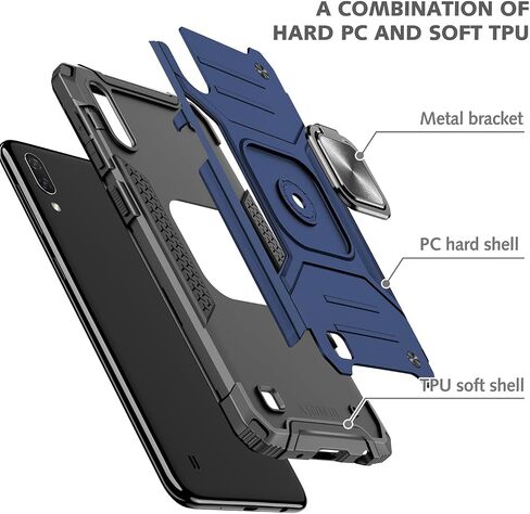 for Samsung Galaxy A10 Case Galaxy M10 Case Military Grade Built-in Kickstand Case Holster Armor Heavy Duty Shockproof Cover Protective Case for Galaxy A10 Phone Case (Black) in Saudi Arabia