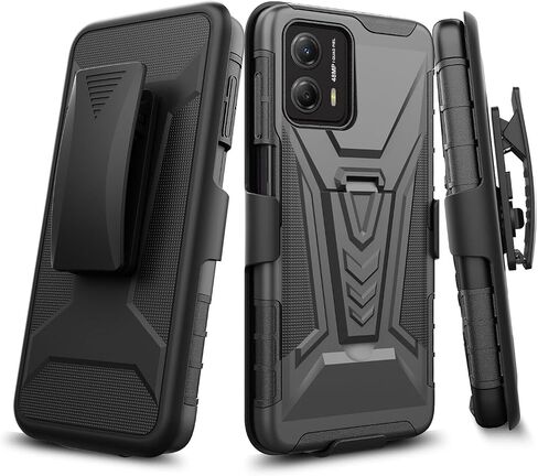 for Motorola Moto G Power 5G (2023) - Shockproof Phone Case w/Belt Clip Holster - VX Black in Saudi Arabia