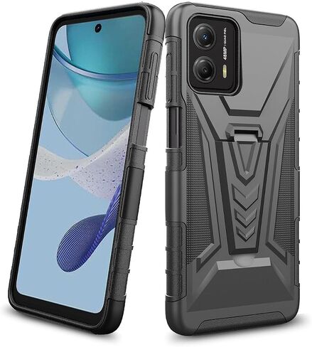 for Motorola Moto G Power 5G (2023) - Shockproof Phone Case w/Belt Clip Holster - VX Black in Saudi Arabia