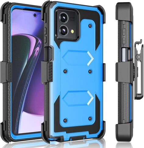 حافظة Tekcoo لهاتف موتورولا موتو جي ستايلس 5G | 2023 فقط | XT2315 [Tshell] ممتص للصدمات [شاشة مدمجة] [مشبك حزام قفل مسند] حامل غطاء كامل الجسم آمن دوار - أزرق in Kuwait