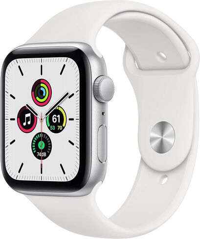 Apple Watch SE (GPS, 44mm) - Silver Aluminum Case with White Sport Band (Renewed) in Saudi Arabia