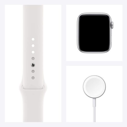 Apple Watch SE (GPS, 44mm) - Silver Aluminum Case with White Sport Band (Renewed) in Saudi Arabia