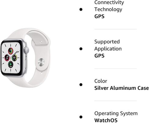 Apple Watch SE (GPS, 44mm) - Silver Aluminum Case with White Sport Band (Renewed) in Saudi Arabia