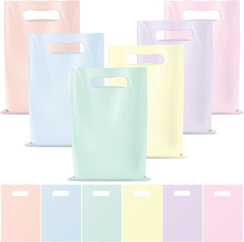 60 Pcs Plastic Pastel Gift Bags Bulk Pastel Treat Bags with Handles Pastel Rainbow Goodie Bags Multi-color Party Favor Bags for Birthday Baby Shower Wedding Easter Mothers Day Party Decorations in Saudi Arabia