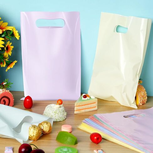 60 Pcs Plastic Pastel Gift Bags Bulk Pastel Treat Bags with Handles Pastel Rainbow Goodie Bags Multi-color Party Favor Bags for Birthday Baby Shower Wedding Easter Mothers Day Party Decorations in Saudi Arabia