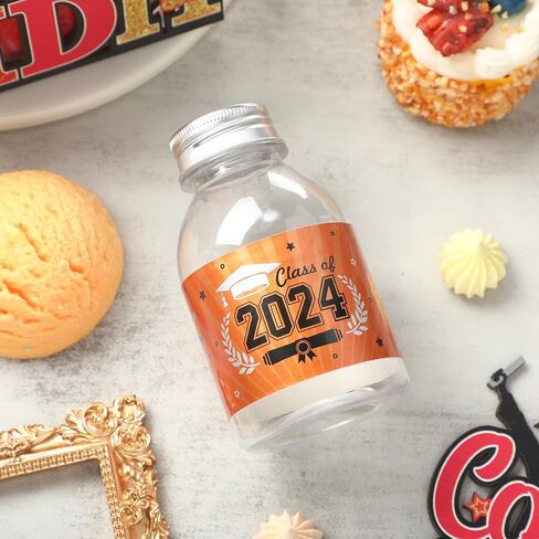 Outus Graduation Decorations Water Bottle Labels 2024 Congrats Grad Stickers Class of Party Supplies for High School College Nursing Doctorate Graduation Celebration(72 Pcs, Orange White Black) in Saudi Arabia