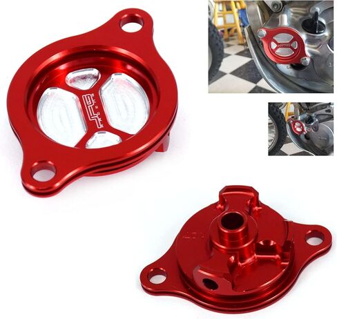 JFG RACING Motorcycle Billet Oil Filter Cover Cap Trim For CRF250R 2004-2009, CRF250X 2004-2017 Dirt Bike, RED in Saudi Arabia