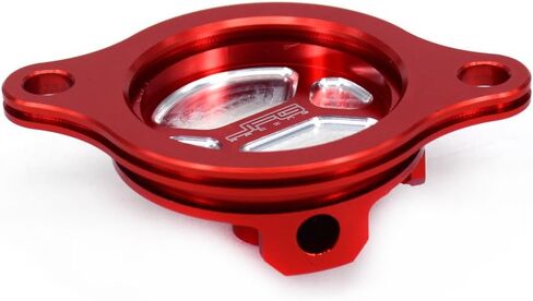 JFG RACING Motorcycle Billet Oil Filter Cover Cap Trim For CRF250R 2004-2009, CRF250X 2004-2017 Dirt Bike, RED in Saudi Arabia