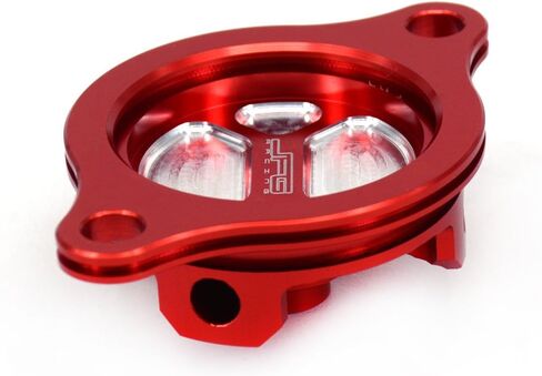 JFG RACING Motorcycle Billet Oil Filter Cover Cap Trim For CRF250R 2004-2009, CRF250X 2004-2017 Dirt Bike, RED in Saudi Arabia