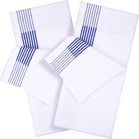 Mixweer 4 Pcs 22" x 42" Large Caddie Style Golf Towel Cotton Caddy Towel Camping Towels for Golfers Players Tour Club (White with Black,Blue Stripe) in Saudi Arabia