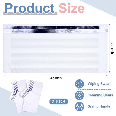 Mixweer 4 Pcs 22" x 42" Large Caddie Style Golf Towel Cotton Caddy Towel Camping Towels for Golfers Players Tour Club (White with Black,Blue Stripe) in Saudi Arabia