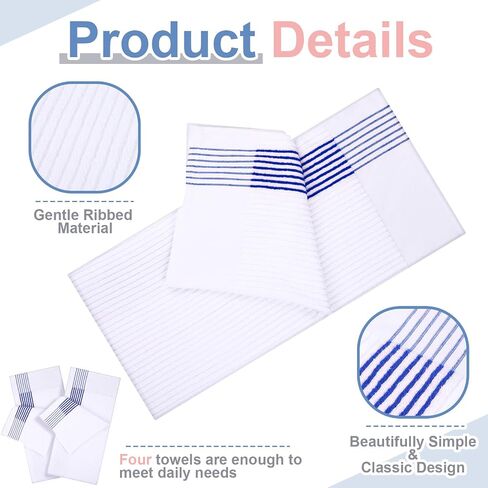 Mixweer 4 Pcs 22" x 42" Large Caddie Style Golf Towel Cotton Caddy Towel Camping Towels for Golfers Players Tour Club (White with Black,Blue Stripe) in Saudi Arabia