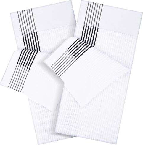 Mixweer 4 Pcs 22" x 42" Large Caddie Style Golf Towel Cotton Caddy Towel Camping Towels for Golfers Players Tour Club (White with Black,Blue Stripe) in Saudi Arabia