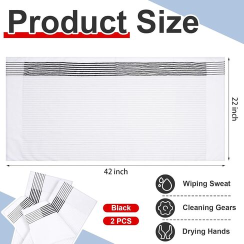 Mixweer 4 Pcs 22" x 42" Large Caddie Style Golf Towel Cotton Caddy Towel Camping Towels for Golfers Players Tour Club (White with Black,Blue Stripe) in Saudi Arabia
