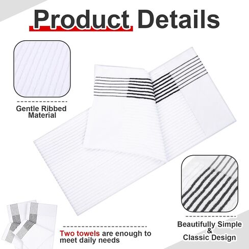 Mixweer 4 Pcs 22" x 42" Large Caddie Style Golf Towel Cotton Caddy Towel Camping Towels for Golfers Players Tour Club (White with Black,Blue Stripe) in Saudi Arabia