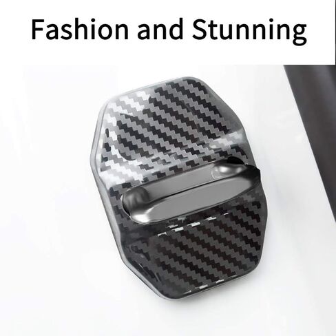 غطاء حماية مزلاج قفل باب السيارة من JINZHAO لسيارة Mercedes C/CLA/GLA/GLC/CLS/GLK/GLE/GLS/S/E/M/S/GL/SLK-Class AMG، مجموعة 4 قطع من لاصق 3M (الفولاذ المقاوم للصدأ) غطاء قفل الباب نمط ألياف الكربون) in Kuwait