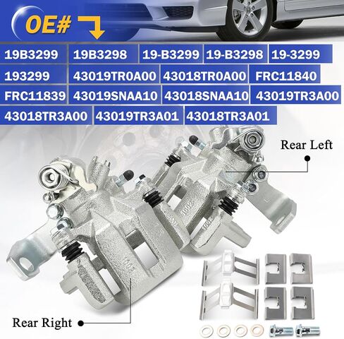 19B3298 19B3299 مجموعة فرجار الفرامل الخلفية اليسرى واليمنى مع دعامة لـ 2006-2011 Acura CSX، 2013-2018 Acura ILX/2006-2015 Honda Civic يستبدل # 43019SNAA10، 43018SNAA10 19-B3299,19-B3298 in Saudi Arabia