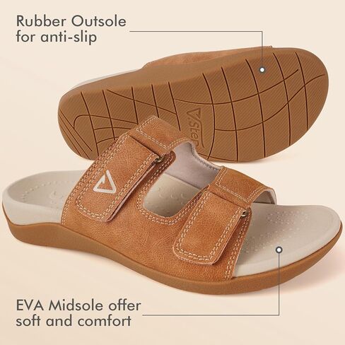 V.Step Orthopedic Slides with Arch Support for Women Men, Adjustable Orthotic Sandals for Plantar Fasciitis Pain Relief Indoor Outdoor Black W6/M5 in Kuwait