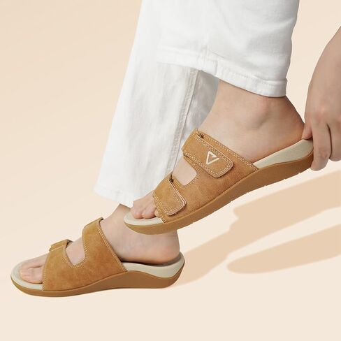 V.Step Orthopedic Slides with Arch Support for Women Men, Adjustable Orthotic Sandals for Plantar Fasciitis Pain Relief Indoor Outdoor Black W6/M5 in Kuwait