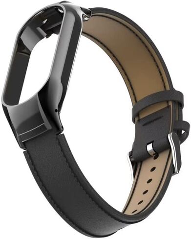 متوافق مع سوار Xiaomi Mi Band 7، ملحقات سوار جلدي بديل مع إطار معدني لسوار Xiaomi Mi Band 7 الذكي in Kuwait