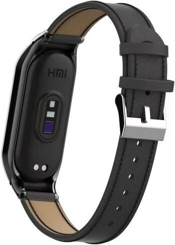 متوافق مع سوار Xiaomi Mi Band 7، ملحقات سوار جلدي بديل مع إطار معدني لسوار Xiaomi Mi Band 7 الذكي in Kuwait