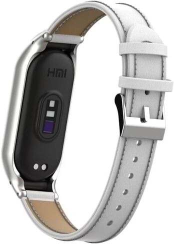 متوافق مع سوار Xiaomi Mi Band 7، ملحقات سوار جلدي بديل مع إطار معدني لسوار Xiaomi Mi Band 7 الذكي in Kuwait