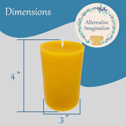 ﻿100% Pure Beeswax Candle - Small Pillar Candle - 40 Hour Burn Time - 3x3 Inch - Alternative Imagination in Kuwait