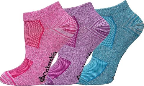Columbia Women's Flat-Knit No-Show Space Dye Socks 3 Pair, Haut/Purple/Deep Blue, Women's 4-10 in Saudi Arabia