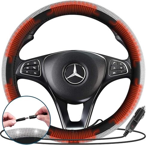 Car Steering Wheel Cover Winter Warm Cover for Auto Interior Accessories Anti- Slip (Bling Heated Steering Wheel Cover, 1- Pack) in Saudi Arabia