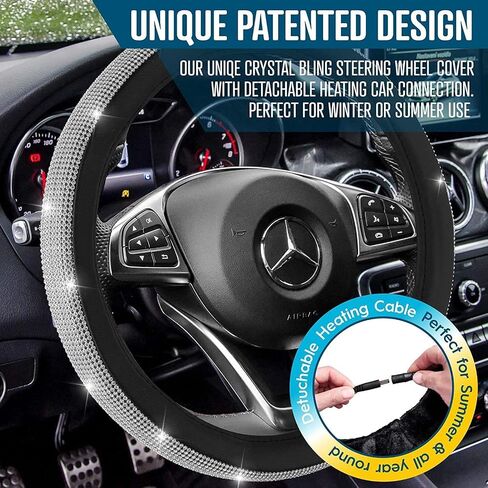 Car Steering Wheel Cover Winter Warm Cover for Auto Interior Accessories Anti- Slip (Bling Heated Steering Wheel Cover, 1- Pack) in Saudi Arabia