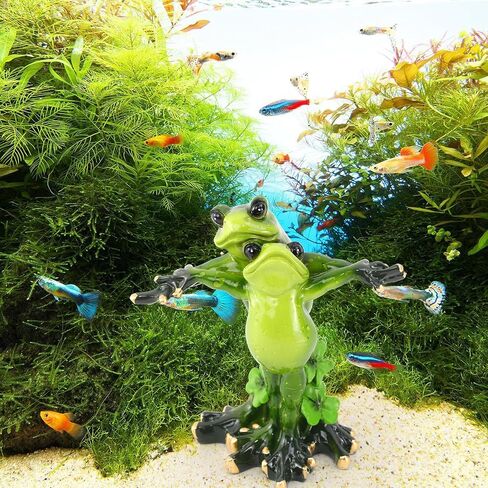 Resin Frog Statue Ornament for Aquarium - Underwater Landscape Figurine Decoration and Hiding Place for Fish Tank in Saudi Arabia