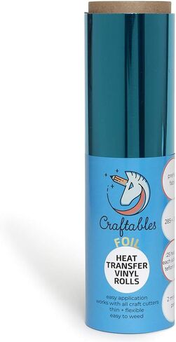 فينيل نقل الحرارة من رقائق الكروم المائي بطول 10 أقدام HTV - عاكس، سهل إزالة الأعشاب الضارة، يمكن كيه على الفينيل من أجل صورة ظلية كاميو، كريكت، جميع أدوات القطع الحرفية من Craftables in Kuwait