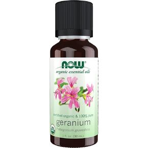 NOW Essential Oils, Geranium Oil, Certified Organic, Soothing Aromatherapy Scent, Steam Distilled, 100% Pure, Child Resistant Cap, 1-Ounce