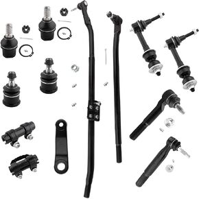 DS300044 ES3422S ES3426S ES800375 ES800532 ES800558 K80885 K7460 K7467 K440002 Front Tie Rods Adjusting Sleeve Pitman Arm Ball Joints Sway Bars for Dodge Ram 2500 3500 2003-2005 4WD, Pack of 13