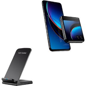 BoxWave Charger Compatible with Motorola RAZR+ - Wireless QuickCharge Stand (10W), No Cord; no Problem! Charge Your Phone with Ease! - Jet Black