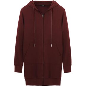 GIVON Womens Zip Up Long Tunic Hoodie Sweatshirt Lightweight Regular Fit Jacket with Pockets