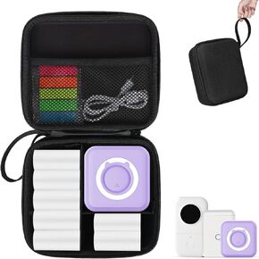 QYCHHJ Carrying Case for Phomemo T02/Memoking/HUIJUTCHEN Mini Sticker Printer, Portable Hard Travel Case for Label Maker, Thermal Printer Paper
