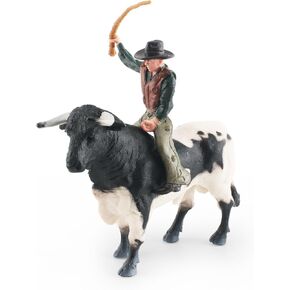 Bullfighter 8 Inch Cowboy Toys for Boys Realistic Bull Fighting Cows Toy for Kids Farm Animal Set Deco Collection School Gift Animal Figurines for Toddlers in Kuwait