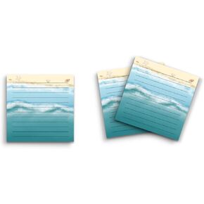 Butler in the Home Sticky Notes 12 Pack 3"x3" 50 Sheet Count Per Pad, Beach Waves Sand Seashells, Cute Funny Memo Note Pads Stationery Journal Planner Paper