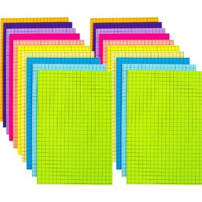 (20 Pad) Lined Grid Sticky Notes, 4x6 Inch, 720 Sheets Self-Stick Notes, Easy to Post for School, Office, Notebook, 10 Bright Assorted Colors/Pack