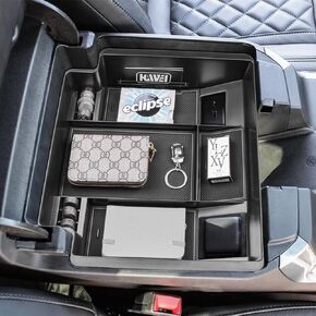 Center Console Organizer Compatible with 2022-2024 Chevrolet Silverado/GMC Sierra 1500 and 2024 2025 Chevy Silverado and Sierra 2500HD 3500HD Accessories, Front Bucket Seats Only, Black