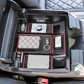 Center Console Organizer Compatible with 2022-2024 Chevrolet Silverado/GMC Sierra 1500 and 2024 2025 Chevy Silverado and Sierra 2500HD 3500HD Accessories, Front Bucket Seats Only, Black