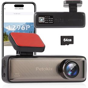 Car Dash Cam,Front Hidden DVR Dashcam,Small Wireless WiFi Recorder for Car,Tachograph 2K 1296P HD Night Vision,Dashboard Mounted Camera&24H Parking Monitor&160° Wide Angle&Free 64GB SD