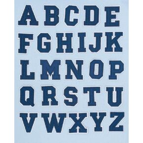 Medium Iron on Letters and Numbers for Clothing Jeysey Hat Letterman Jackets Clothes Embroidered Varsity Letter Patches Navy Blue A-Z Fabric Felt Monogram Appliques Custom Name Patches