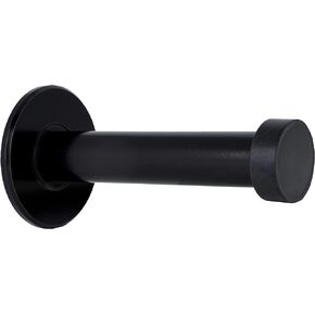 EVI | Wall Mounted Doorstop | 3.5'' x 1.77'' | Natural Silicone Black Rubber | Adhesive Installation | Black Lacquered Stainless Steel Finish | Mod. I-128