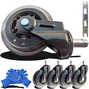 Premium Office Chair Wheels Replacement with Removal Tools, These Flexible and Durable Desk Chair Casters're Helpful for Working, Learning and Gaming, 3Inch, 7/16 Inch(11mm) and a Set of 5pcs